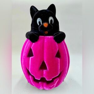 New Flocked Vintage Halloween Inspired Black Cat